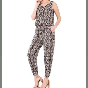 NWT Snake Sleeveless Pocket Blouson Jumpsuit